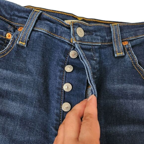 Levis Jeans Womens 31 Blue Ribcage Straight Ankle Button Fly Distress High-Rise - Picture 3 of 12